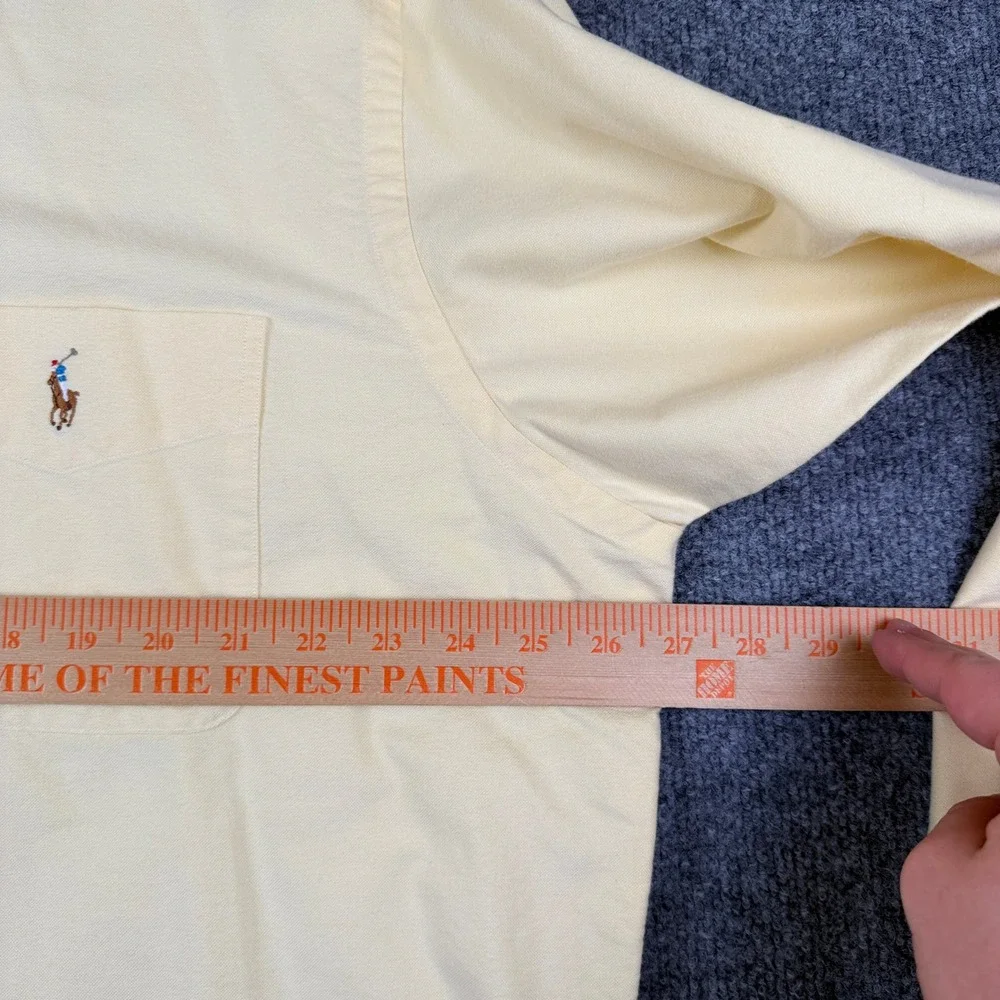 Vintage Polo Ralph Lauren Oxford Shirt Mens XL Pastel Yellow OCBD Flesh Pony 90s
